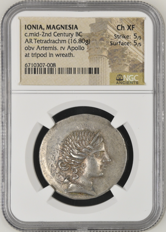 NGC Ch XF 5/5 5/5 古代イオニア マグネシア テトラドラクマ 銀貨 紀元前2世紀中頃