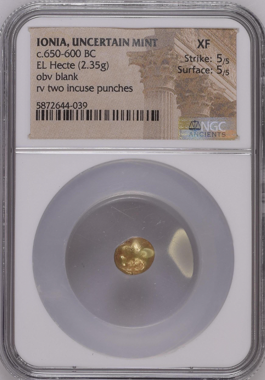 NGC XF 5/5 5/5 古代イオニア 不詳鋳造所 ヘクテ エレクトラム貨 650–600 BC