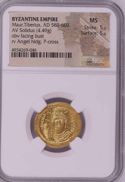 NGC MS 5/5 5/5 古代ビザンツ帝国 マウリキウス・ティベリウス ソリドゥス金貨 AD582–602