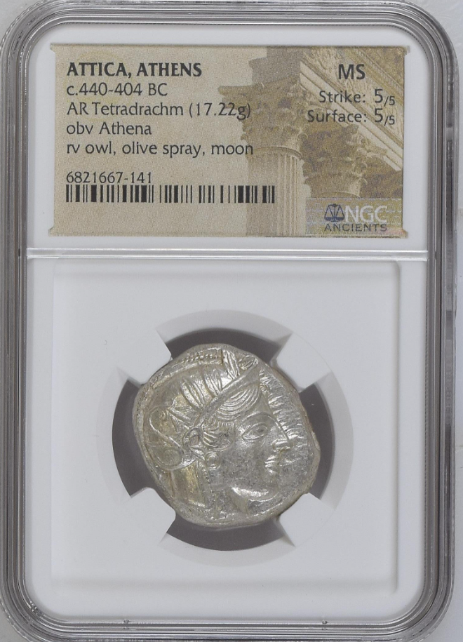 NGC MS 5/5 5/5 古代ギリシャ アッティカ アテネ テトラドラクマ 銀貨 440–404 BC
