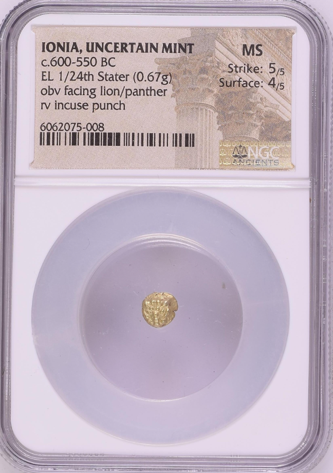 NGC MS 5/5 4/5 古代イオニア 不詳鋳造所 1/24スターテル エレクトラム貨 600–550 BC