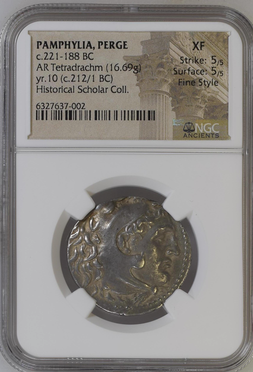 NGC XF 5/5 5/5 古代ギリシャ パンピュリア ペルゲ テトラドラクマ 銀貨 紀元前221-188年頃