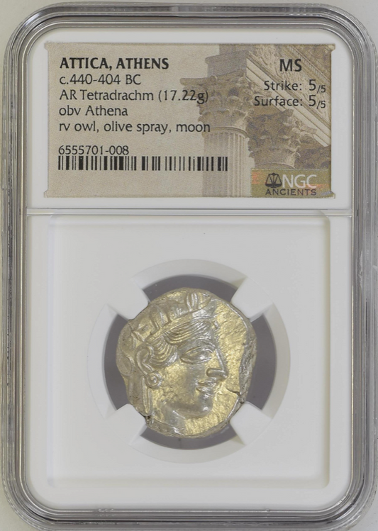 NGC MS 5/5 5/5 古代ギリシャ アッティカ アテナ テトラドラクマ 銀貨 440-404 BC