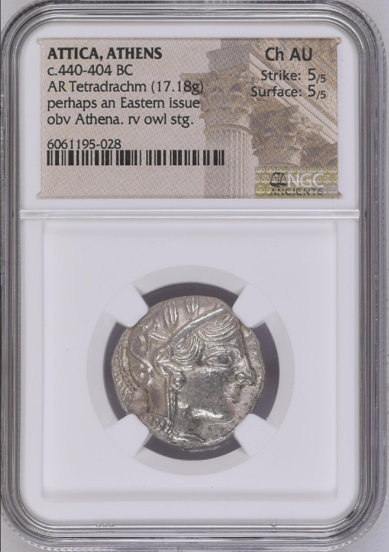 NGC Ch AU 5/5 5/5 古代ギリシャ アッティカ アテナ テトラドラクマ 銀貨 440-404 BC