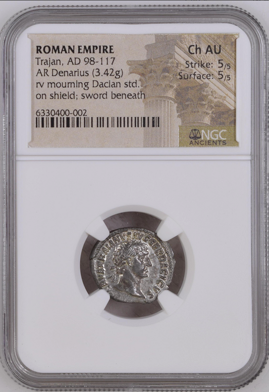 NGC Ch AU 5/5 5/5 古代ローマ帝国 トラヤヌス帝 デナリウス銀貨 98–117 AD