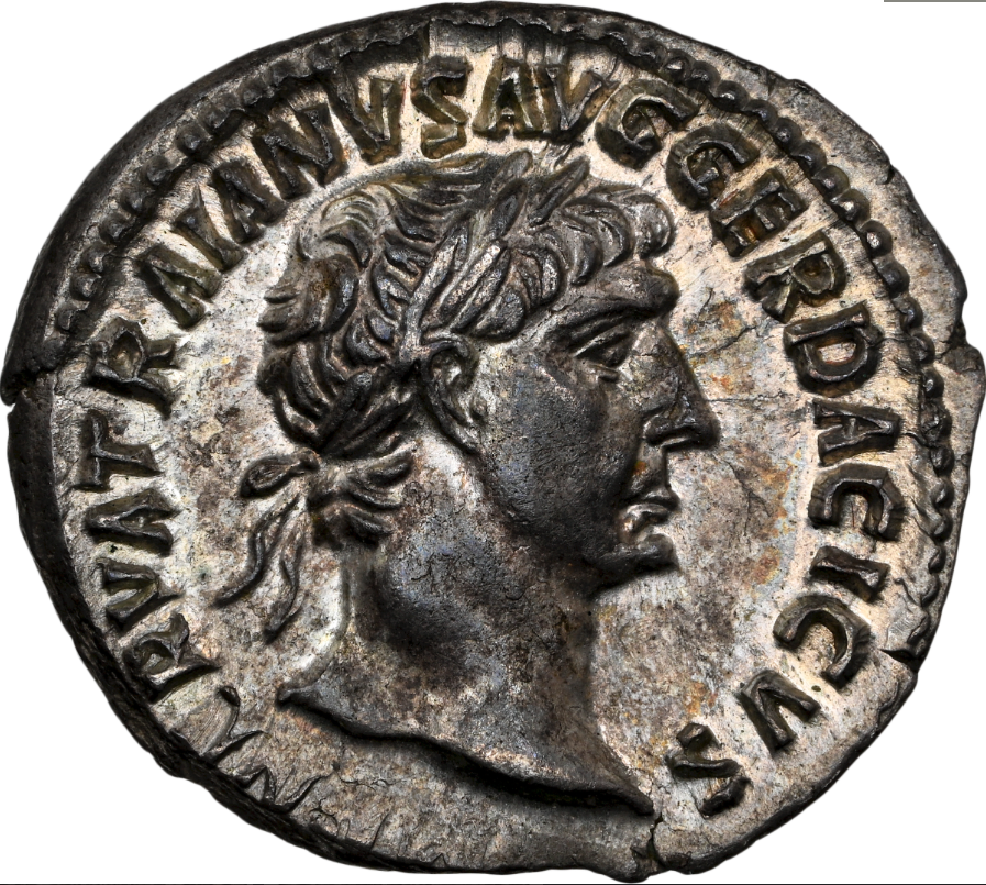 NGC Ch AU 5/5 5/5 古代ローマ帝国 トラヤヌス帝 デナリウス銀貨 98–117 AD