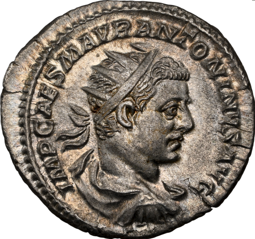 NGC AU 5/5 5/5 古代ローマ帝国 エラガバルス帝 ダブルデナリウス銀貨 218–222 AD