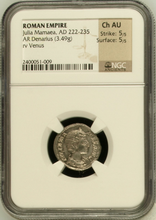 NGC Ch AU 5/5 5/5 古代ローマ帝国 ユリア・ママエア デナリウス銀貨 222–235 AD