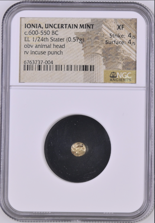 NGC XF 4/5 4/5 古代ギリシャ イオニア 不明鋳造所 エレクトラム金貨（1/24スターテル） c.600–550 BC