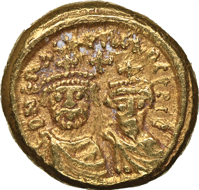 NGC Ch XF 5/5 5/5 東ローマ帝国（ビザンツ帝国）ヘラクレイオス & ヘラクレイオス・コンスタンティヌス ソリダス金貨 613–641 AD