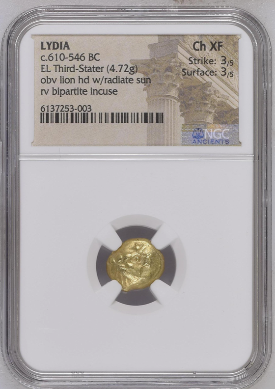 NGC Ch XF 3/5 3/5 リディア王国 トライト（1/3スターテル） エレクトラム 610–546 BC