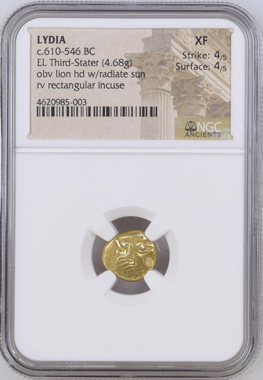 NGC XF 4/5 4/5 リディア王国 トライト（1/3スターテル） エレクトラム 610–546 BC