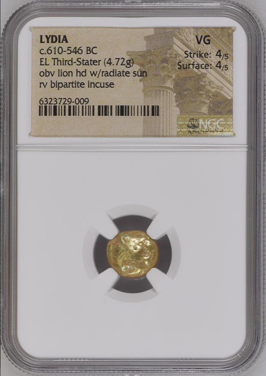 NGC VG 4/5 4/5 リディア王国 トライト（1/3スターテル） エレクトラム 610–546 BC