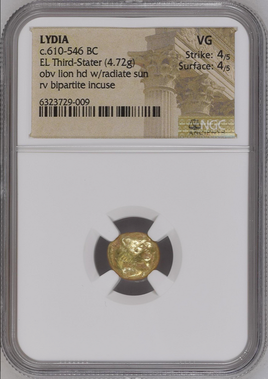 NGC VG 4/5 4/5 リディア王国 トライト（1/3スターテル） エレクトラム 610–546 BC