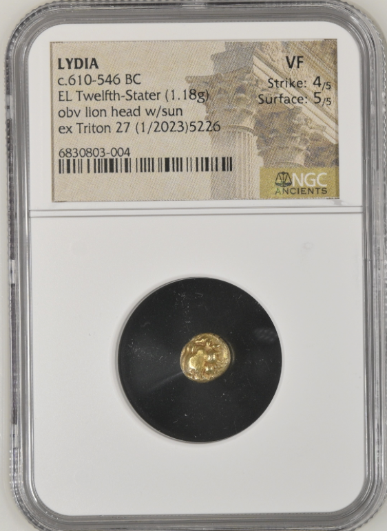NGC VF 4/5 5/5 リディア王国 ヘミヘクテ（1/12スターテル） エレクトラム 610–546 BC