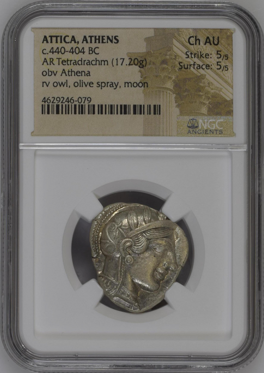 NGC Ch AU 5/5 5/5 古代ギリシャ アッティカ アテナ テトラドラクマ 銀貨 440–404 BC