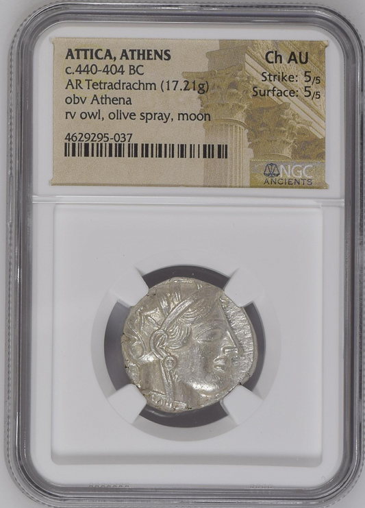 NGC Ch AU 5/5 5/5 古代ギリシャ アッティカ アテナ テトラドラクマ 銀貨 440–404 BC