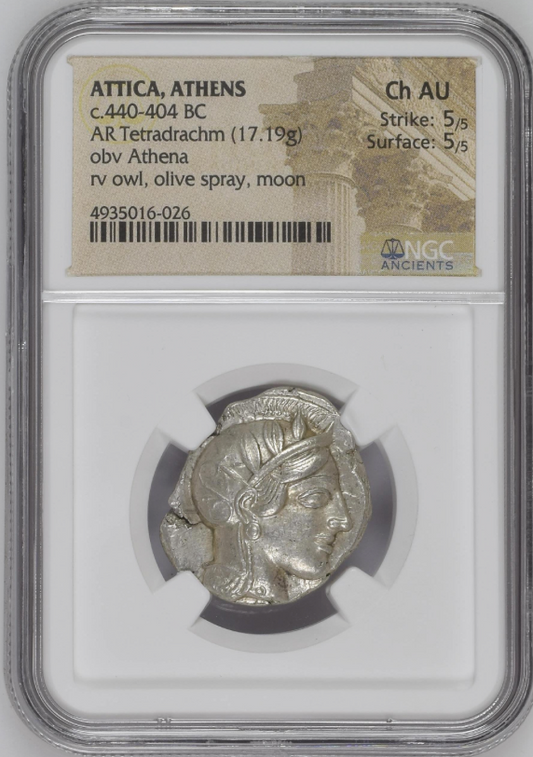 NGC Ch AU 5/5 5/5 古代ギリシャ アッティカ アテナ テトラドラクマ 銀貨 440–404 BC