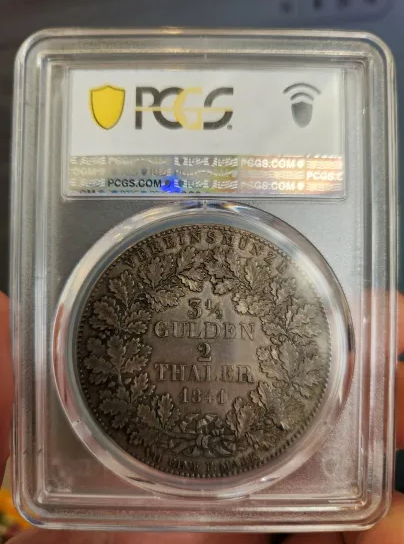 PCGS鑑定 MS61 【都市景観】ドイツ フランクフルト 2ターラー銀貨 1841年 KM-326