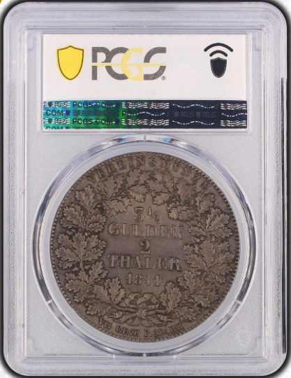 PCGS鑑定 MS61 【都市景観】ドイツ フランクフルト 2ターラー銀貨 1841年 KM-326