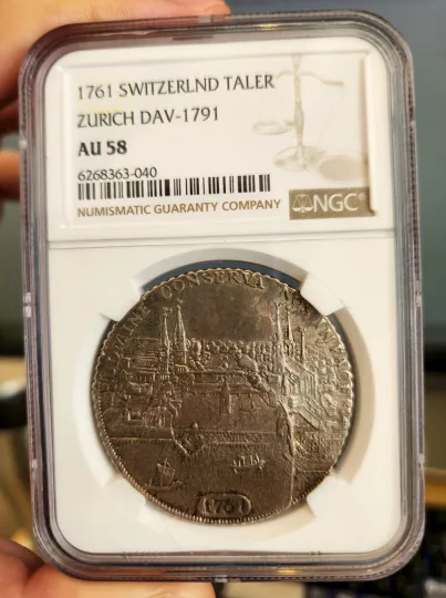 NGC鑑定 AU58 スイス チューリッヒターラー銀貨 1761年 DAV-1791